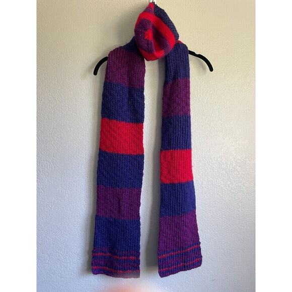 Manos Del Uruguay Wool Scarf Hat Striped Pink Purple Blue - Picture 2 of 7